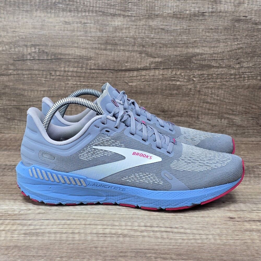 Brooks Launch GTS 9 Women's Size 10 B Gray Blue Pink Running Shoes (1203741B016)